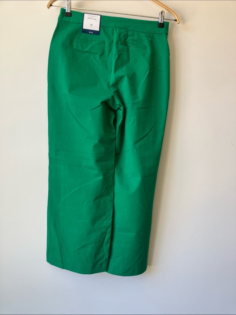CHARTER CLUB American Heritage Green Wide Leg Pants Gold Buttons Size 8P NWT - Picture 5 of 12